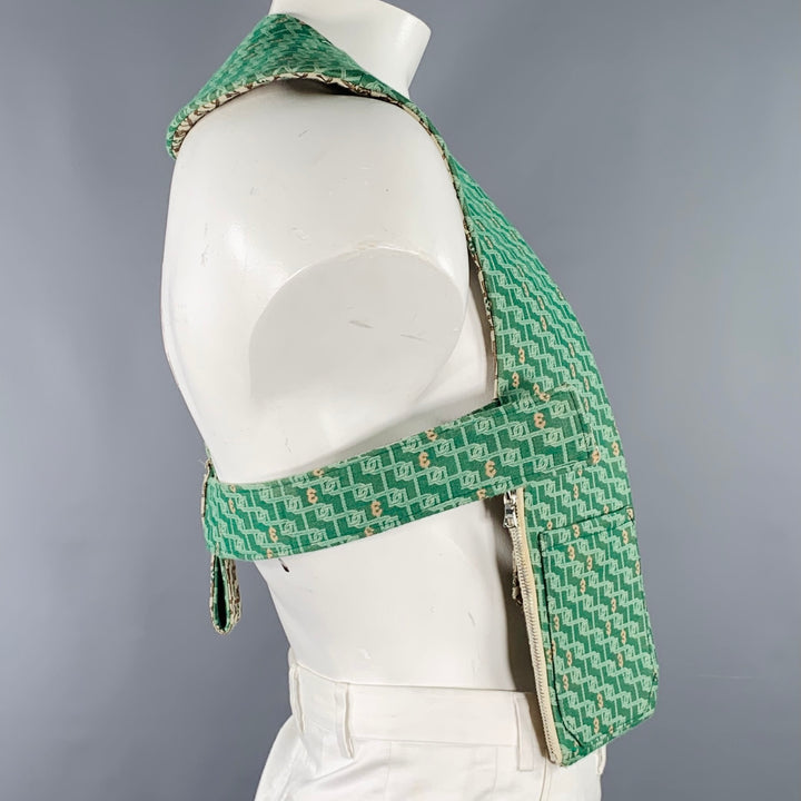 3.PARADIS SS22 Size L Green Jacquard Wool Notch Lapel Coat