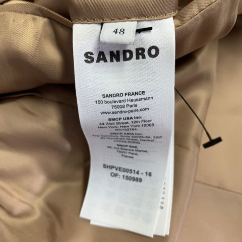 SANDRO Size 38 Beige Virgin Wool Blend Notch Lapel Sport Coat