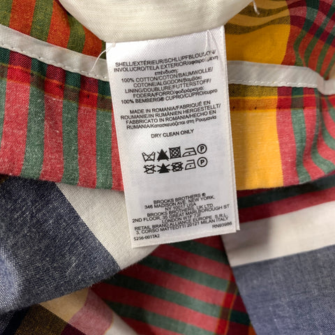 BLACK FLEECE Size 8 Yellow red multi Cotton Plaid A-Line Dress