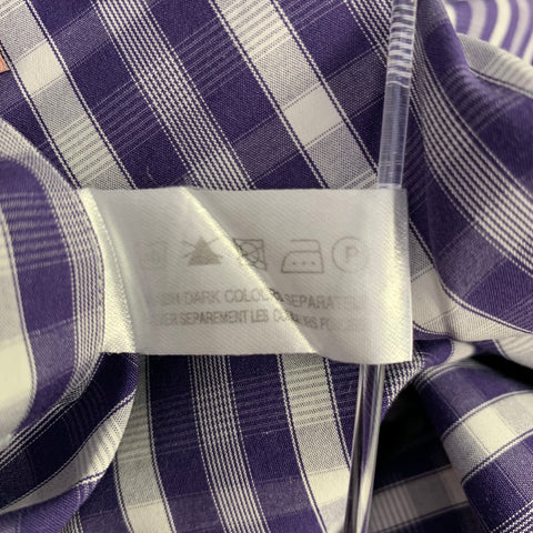 PINK Size L Purple White Checkered Cotton Long Sleeve Shirt