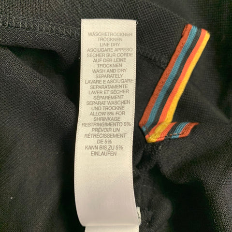 PAUL SMITH Size L Black Red Blue Cotton Contrast Trim Polo