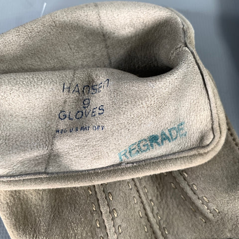 HANSEN Size L Grey Suede Leather Gloves