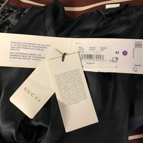 GUCCI Size L Black Gold Burgundy Chain Print Viscose Silk Track Jacket