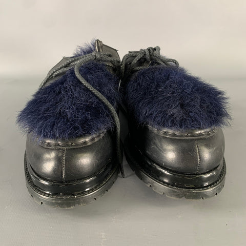SACAI Size 8 Black Navy Leather Mules Loafers