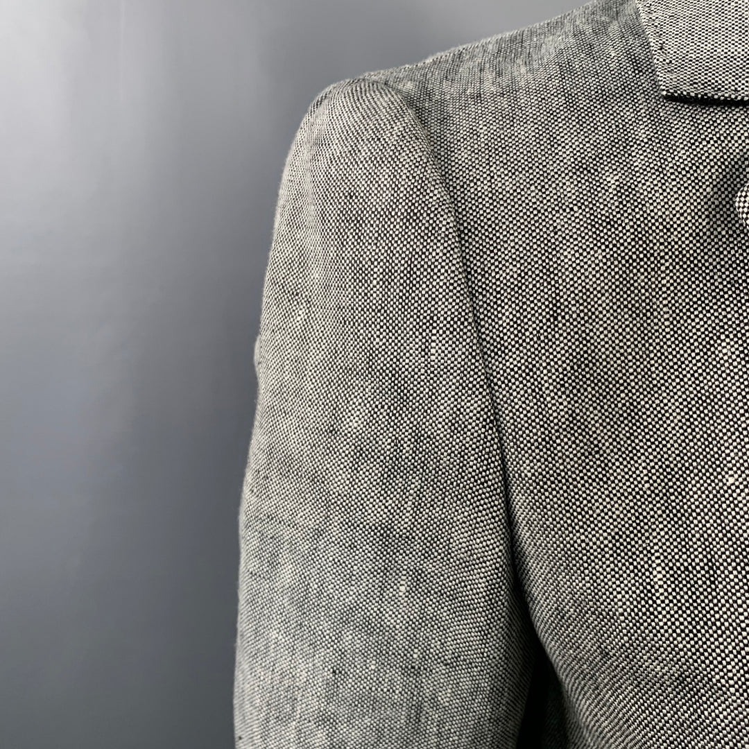 MAX MARA Size 12 Grey Heather Linen Notch Lapel Jacket Blazer