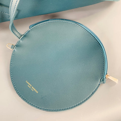 CAMPO MARZIO Blue Leather Oversized Circle Tote Bag