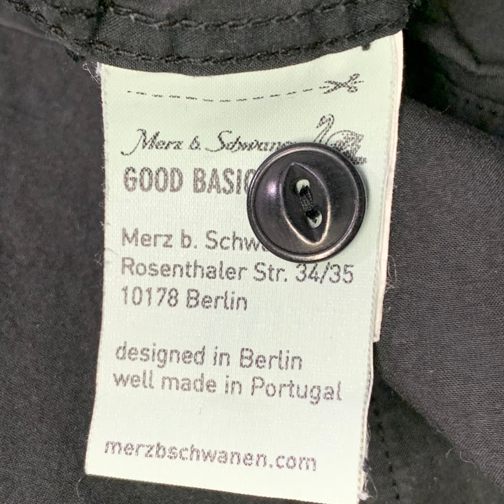 MERZ B. SCHWANEN Size XL Black Cotton One Pocket Long Sleeve Shirt