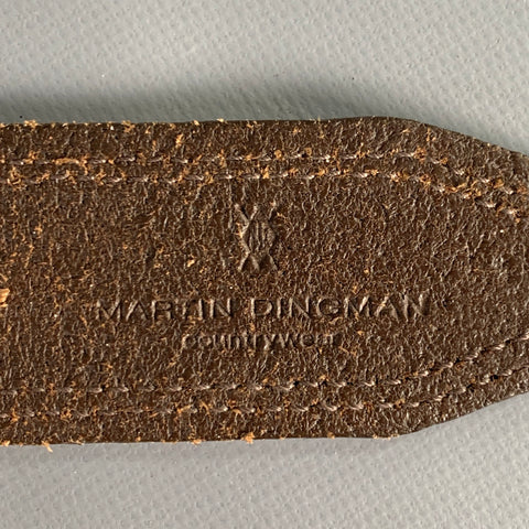 MARTIN DINGMAN Size 40 Green Navy Black Woven Rayon Leather Belt