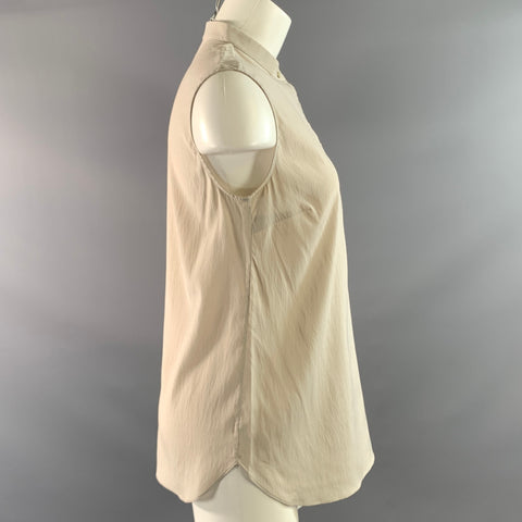 BRUNELLO CUCINELLI Size M Grey Light Grey Silk Blend Sleeveless Casual Top