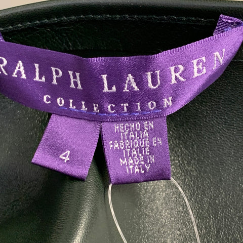 RALPH LAUREN COLLECTION Pre-Fall 2025 Size 4 Kyler Green Moss Leather Lambskin Buckle Mini Skirt