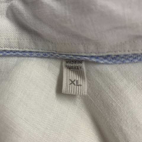 ERMENEGILDO ZEGNA Size XL White Linen Long Sleeve Shirt