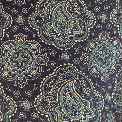 TED BAKER Size XS Bcrumbs Navy Green Paisley Cotton Spread Collar Short Sleeve Shirt