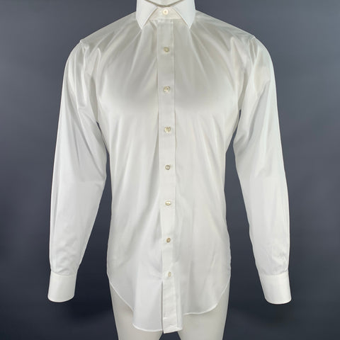 HAMILTON Size S White Cotton Spread Collar Long Sleeve Shirt