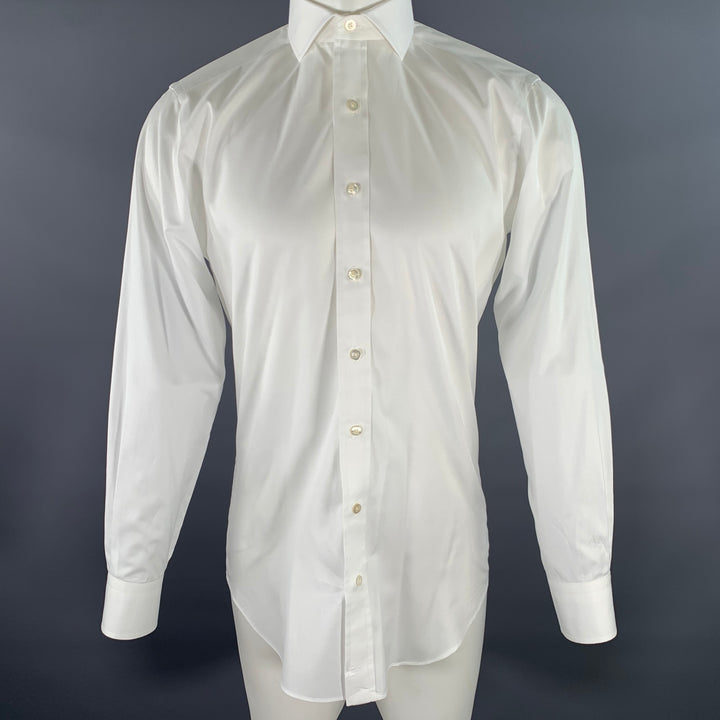 HAMILTON Size S White Cotton Spread Collar Long Sleeve Shirt