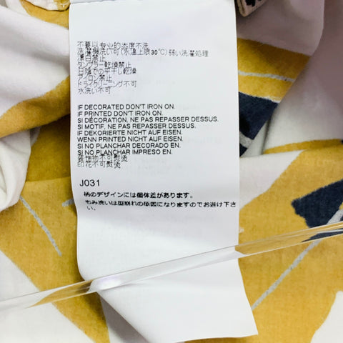 MARNI Taille XS Chemise manches courtes en coton à boutonnage avec motif feuilles blanches, kaki et noires