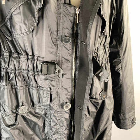 HAIDER ACKERMANN Size S Black White Cotton Nylon Hooded Parka