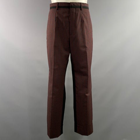 PAUL SMITH Chest Size 38 Black Red & Blue Plaid Wool Notch Lapel 32 31 Suit