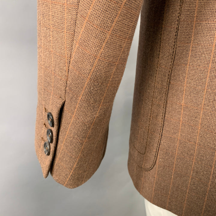 WALES BONNER AW19 Mumbo Jumbo Size 42 Walnut Check Brown Black Stripe Polyester Blend Sport Coat