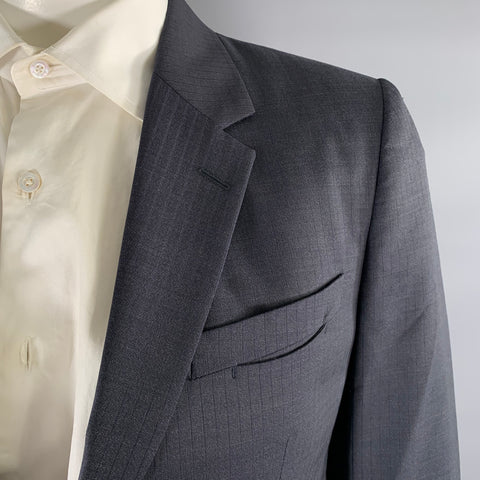MAISON MARGIELA Size 42  Charcoal Navy Pinstripe Wool Notch Lapel Sport Coat