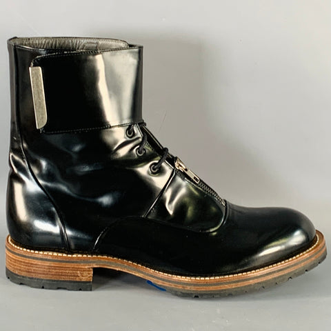 PORTS 1961 Size 11 Black Brown Leather Lace-Up Zipper Boots