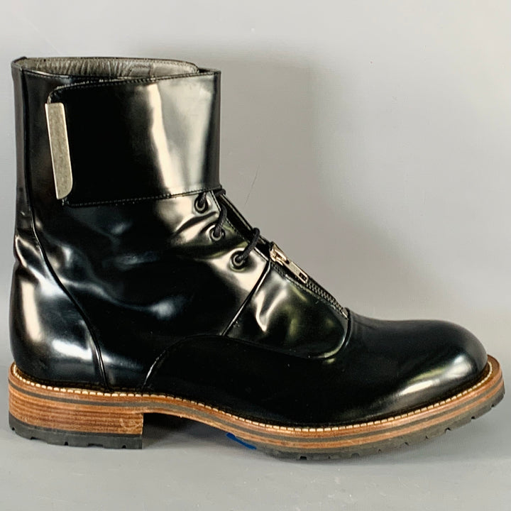 PORTS 1961 Size 11 Black Brown Leather Lace-Up Zipper Boots