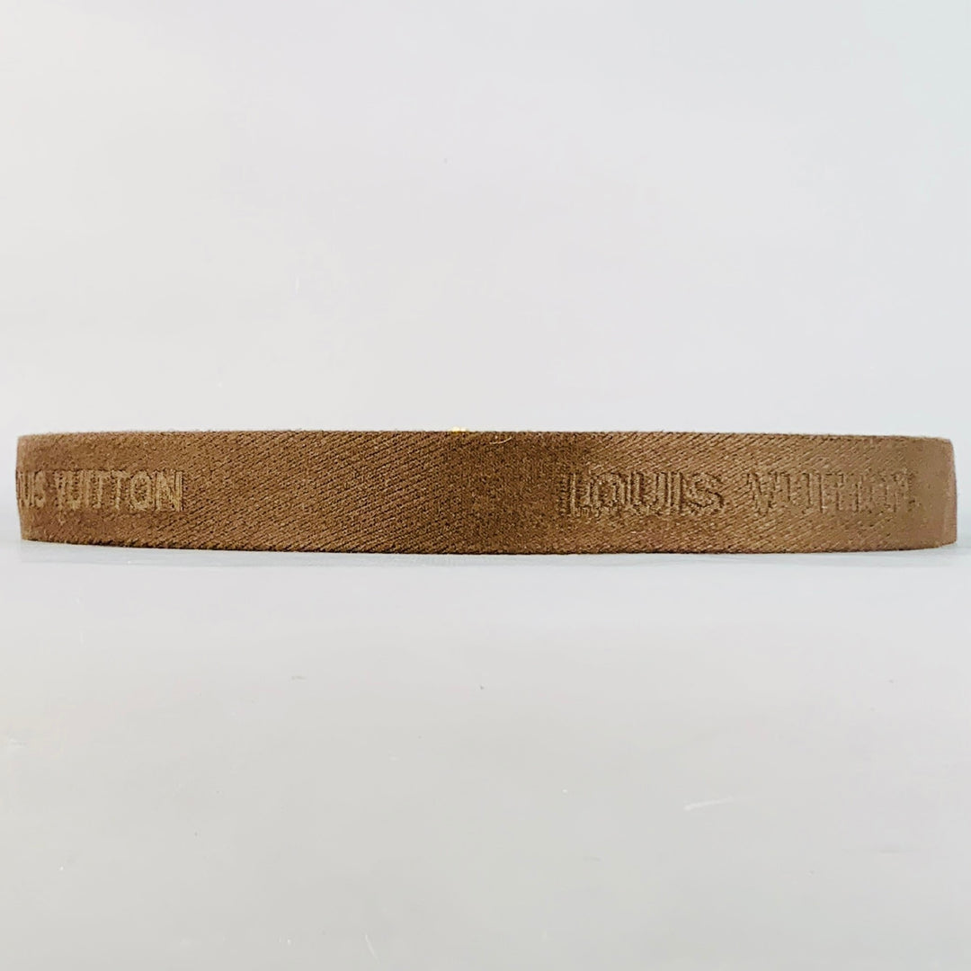 LOUIS VUITTON Size 40 Inventeur Brown Gold Logo Canvas Box Buckle Belt