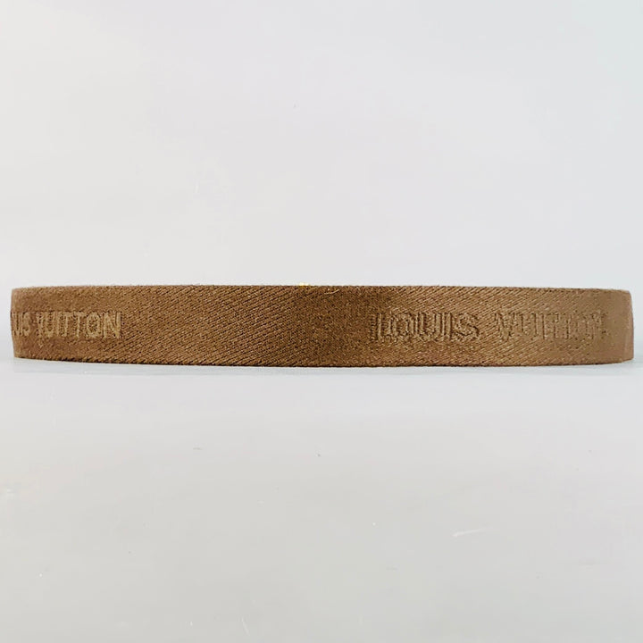 LOUIS VUITTON Size 40 Inventeur Brown Gold Logo Canvas Box Buckle Belt