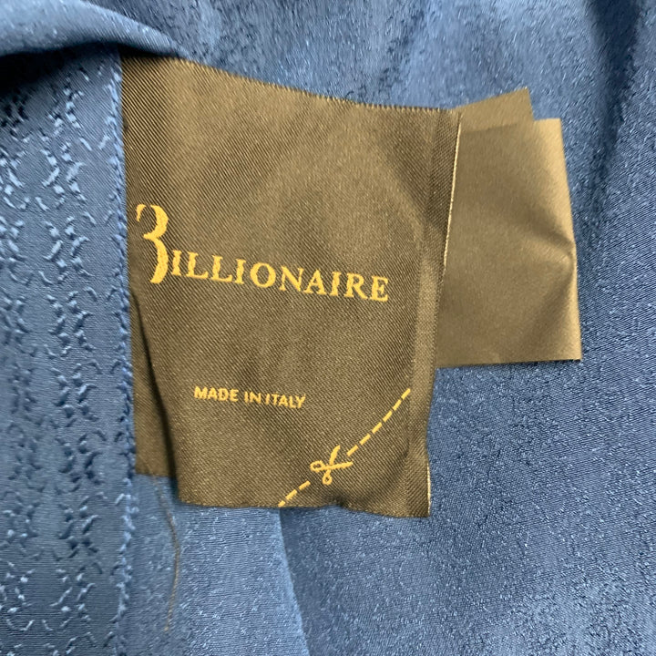 BILLIONAIRE COUTURE Size XL Blue Jacquard Silk Button Up Long Sleeve Shirt