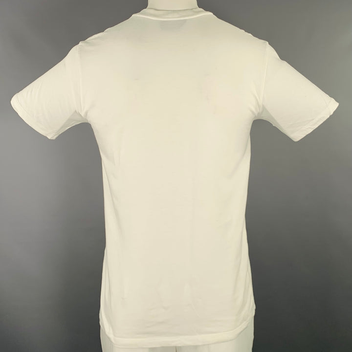 YVES SAINT LAURENT Rare Size L White Black Figures Cotton Short Sleeve T-shirt