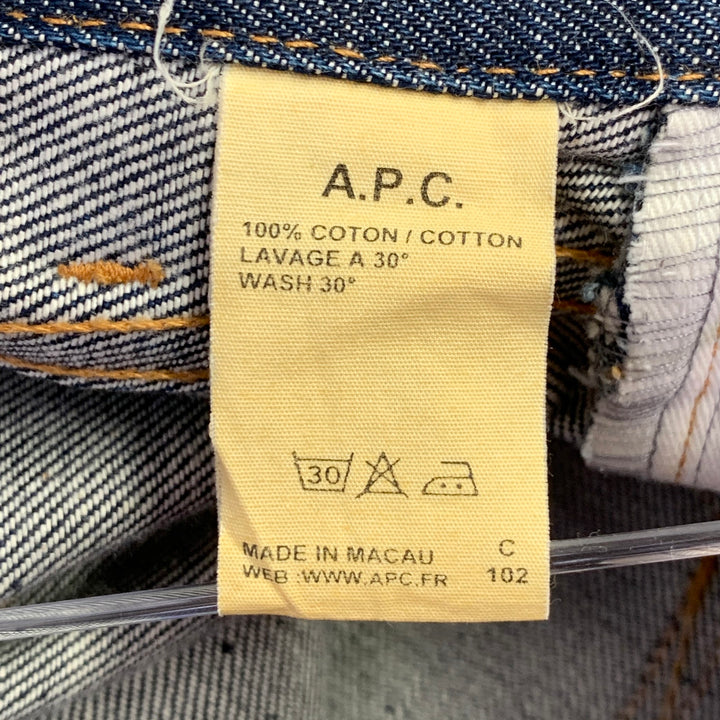 A.P.C. Size 30 Blue Contrast Stitch Cotton Straight Button Fly Jeans