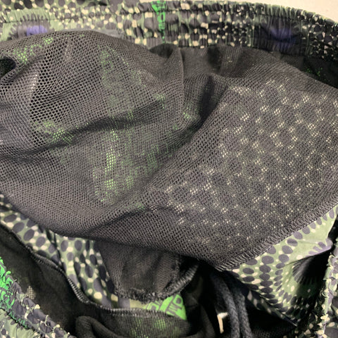 BURBERRY PRORSUM Size S Green Black Abstract Drawstring Swim Trunks