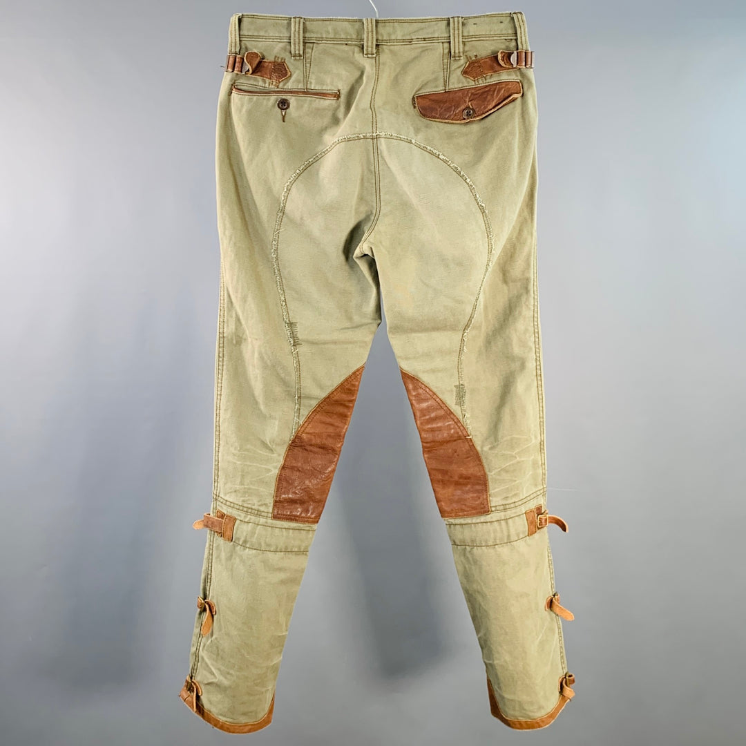 POLO by RALPH LAUREN Size 32 Olive Brown Linen Blend Jodhpurs Zip Fly Casual Pants