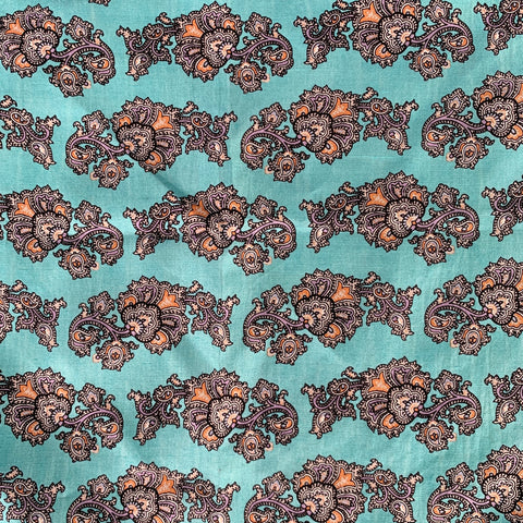 NO BRAND Teal Orange Paisley Silk Pocket Square