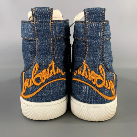 CHRISTIAN LOUBOUTIN Size 9 Navy Solid Canvas High Top Sneakers