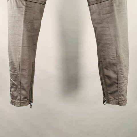 LANVIN Size 32 Grey Cotton Blend Ankle Zip Flat Front Dress Pants