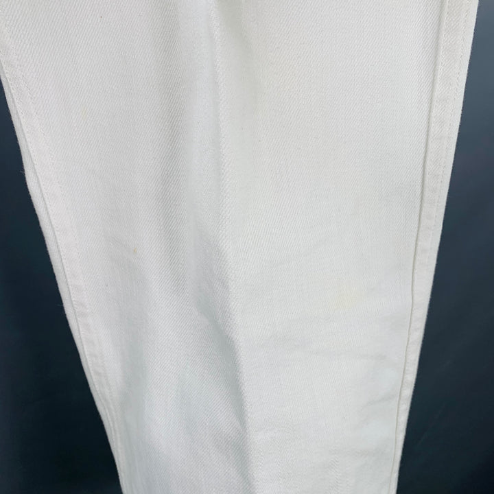 ADRET Size 34 White Pleated Tapered Casual Pants