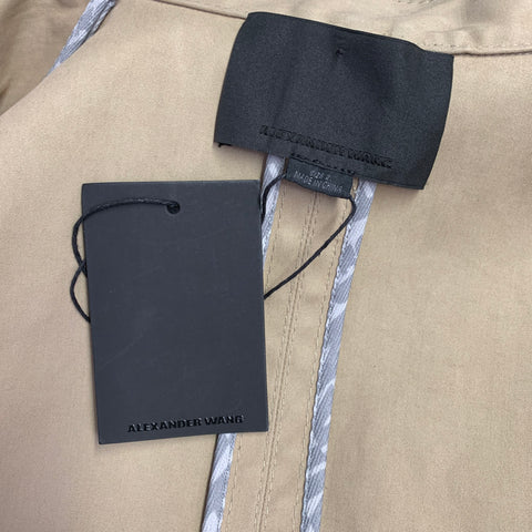 ALEXANDER WANG Spring 2014 Size 2 Runway Beige Grey Cotton Blend Logo Cutaway Trenchcoat