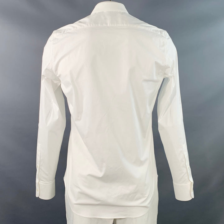 ALEXANDER MCQUEEN Size L White Cotton Blend Curved Cutaway Button Up Long Sleeve Shirt