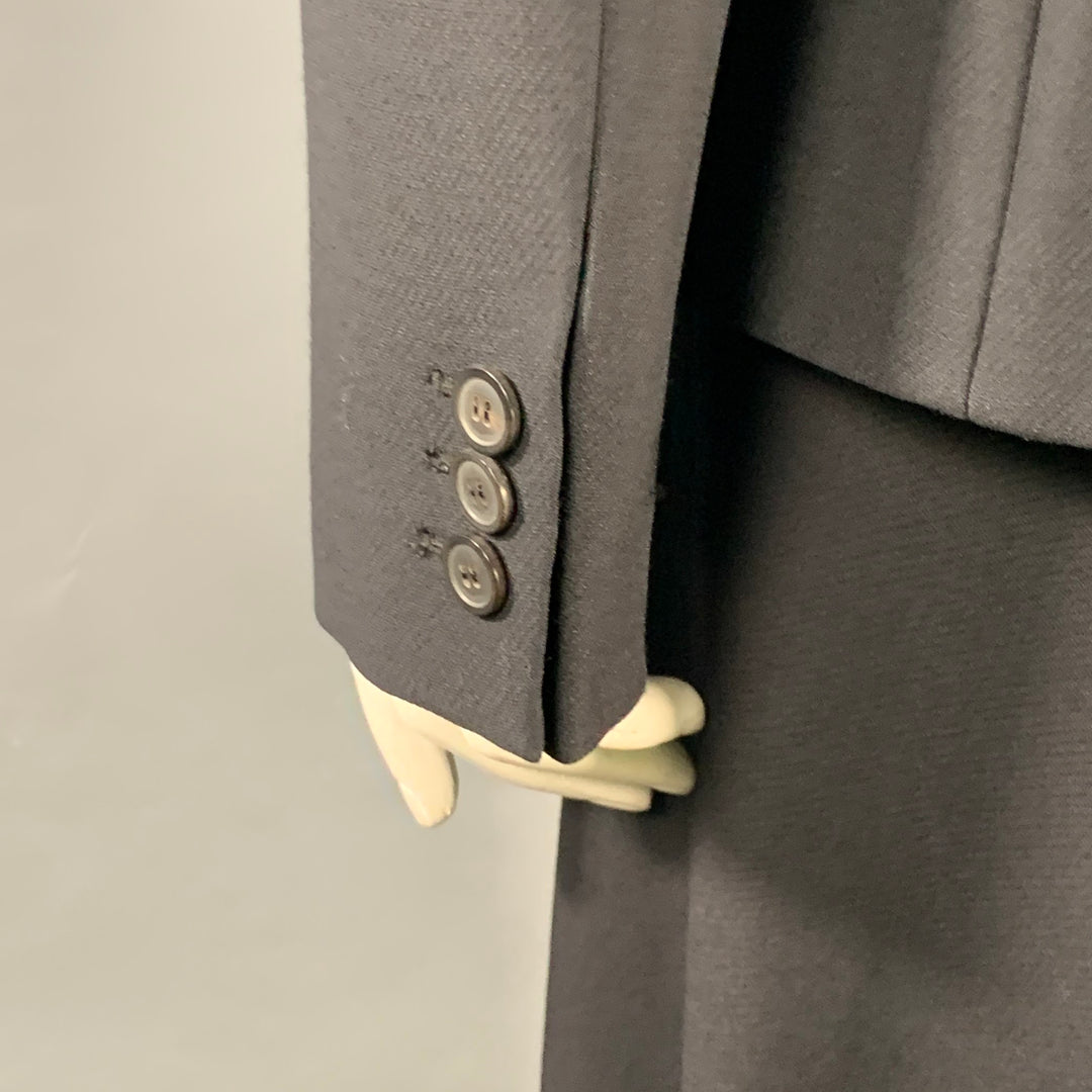 CHRISTIAN DIOR Size XL Black Wool Silk Peak Lapel Midi Skirt Suit