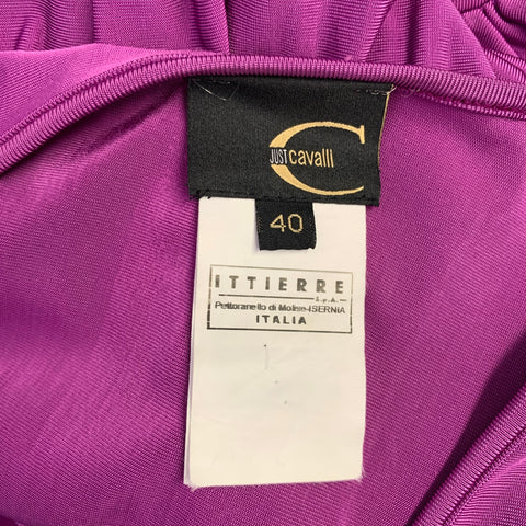JUST CAVALLI Size 4 Pink Viscose Blend Ruched 3/4 Sleeves Casual Top