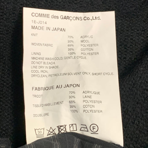 COMME des GARCONS Size XS Black Grey Contrast Trim Acrylic Wool Cardigan