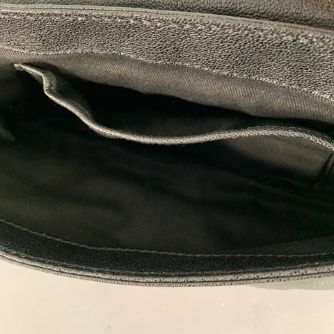 DONNA KARAN Black Silver Leather Shoulder Handbag