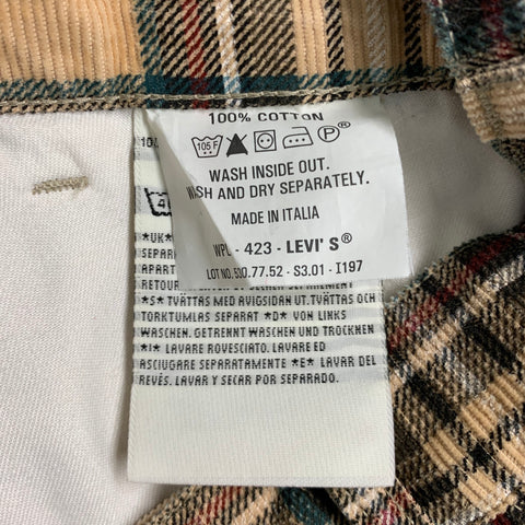 LEVI STRAUSS Size 32 Tan Red Black Plaid Cotton Straight Casual Pants