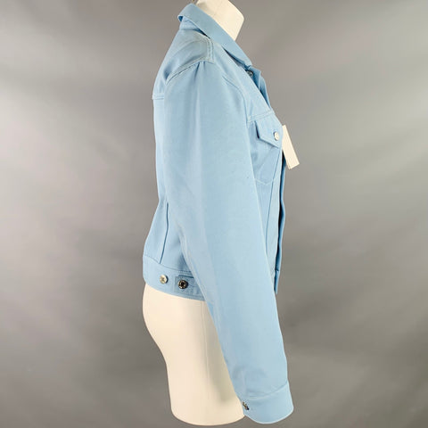 HELMUT LANG Size M Femme Trucker Soda Blue Cotton Blend Cropped Denim Jacket