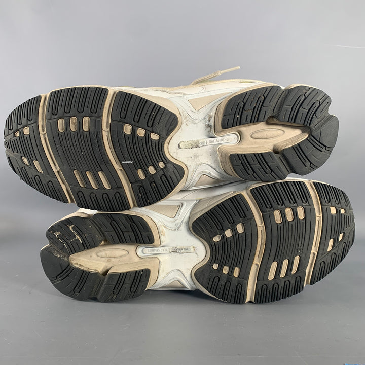 ADIDAS x RAF SIMONS Size 10 Ozweego Bunny White Cream Leather Canvas Runner Sneakers