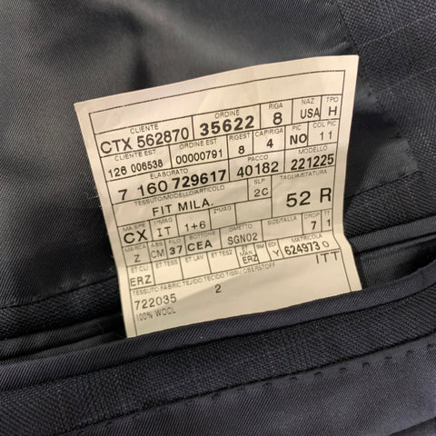 ERMENEGILDO ZEGNA Chest Size 42 Navy Purple Window Pane Wool Notch Lapel 34 Suit