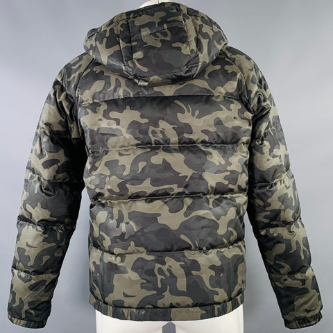 BANANA REPUBLIC Size M Green Brown Camouflage Polyester Padded Coat