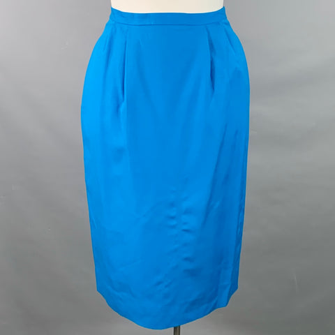 Jupe crayon plissée à glissière arrière VINTAGE Taille 10 Bleu Turquoise