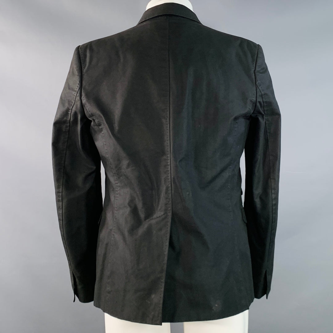 DSQUARED2 Size 40 Black Studded Cotton Blend Studded Notch Lapel Open Front Sport Coat