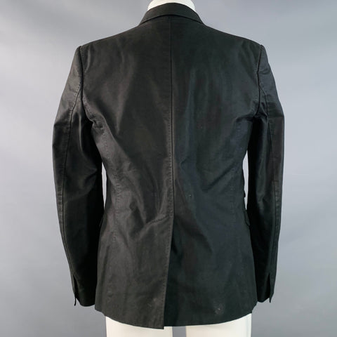 DSQUARED2 Size 40 Black Studded Cotton Blend Studded Notch Lapel Open Front Sport Coat